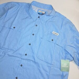 Magellan Outdoors Fish Gear Shirt Mens 4XL Blue Aster Fishing UPF 30 NWT